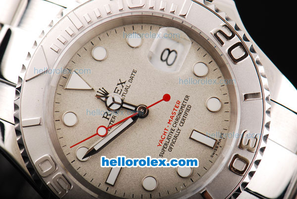 Rolex Yacht-Master Automatic SS Case with Beige Dial-White Markers and Red Second Hand-Visible Back - Click Image to Close